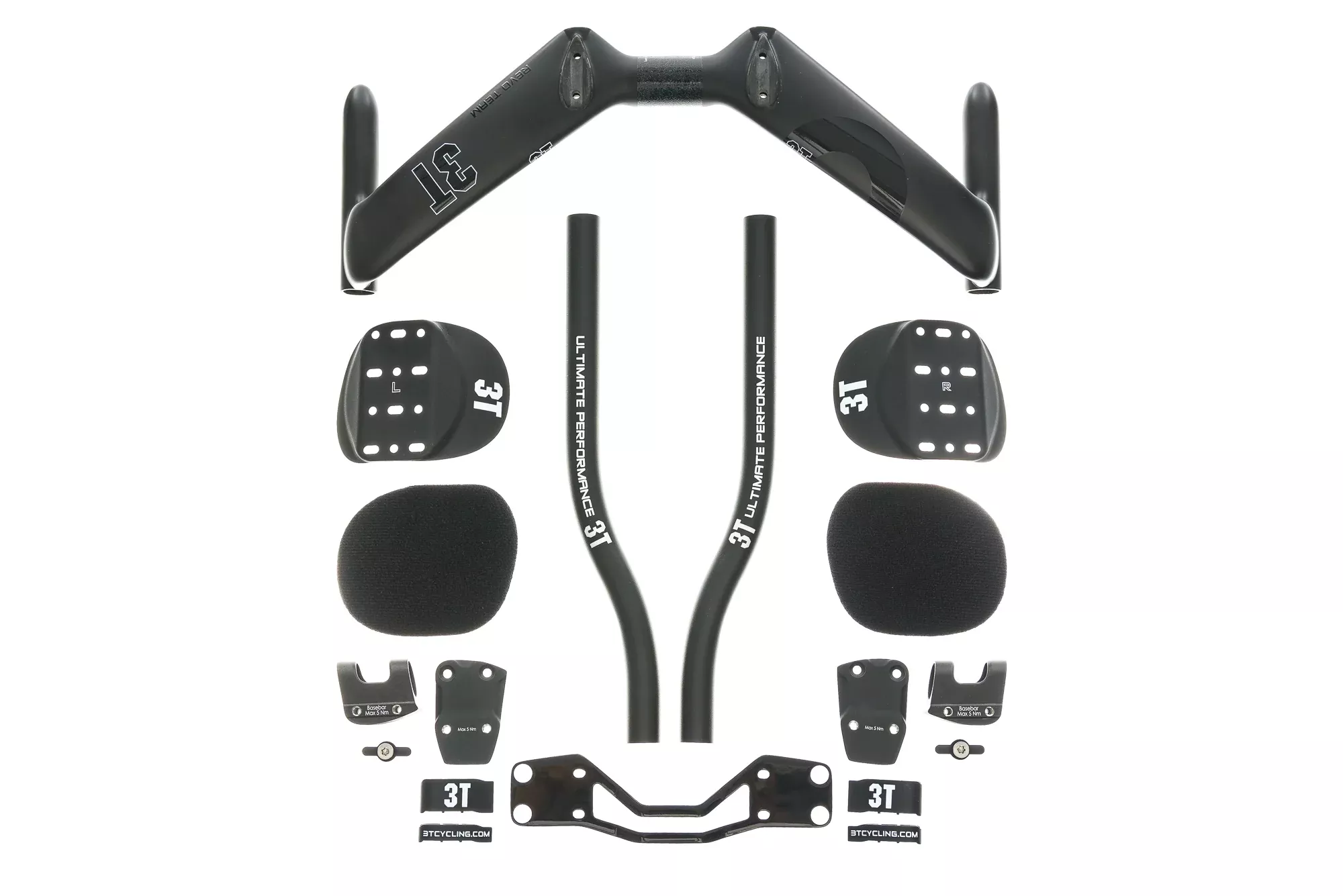 3T Revo Team Stealth Aerobar 31.8mm x 40cm Carbon/Aluminum Extensions