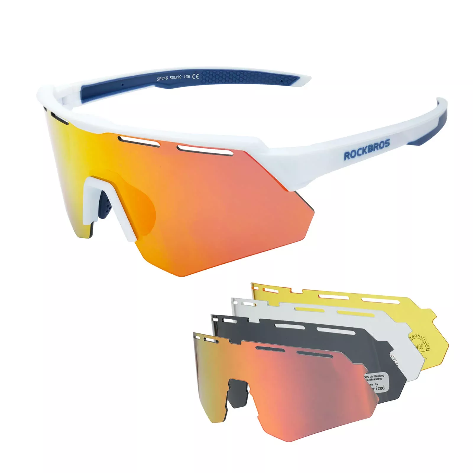 Polarized Cycling Sunglasses with 4 Interchangeable Lenses
