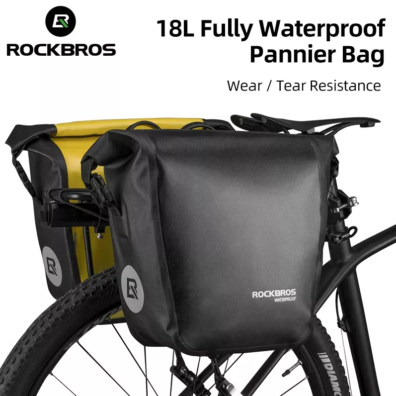 ROCKBROS Bicycle Pannier Bags in Black or Yellow (Pair)