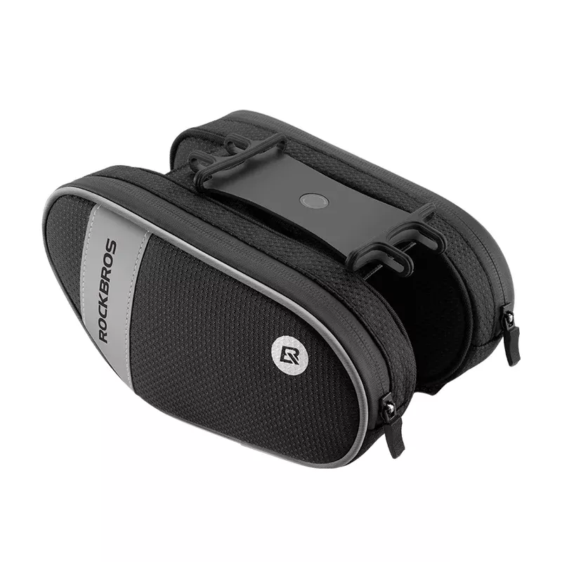 ROCKBROS Bike Front Frame Handlebar Phone Mount Bag Bicycle Top Tube Bag Waterproof Cycling Accessories Bike Pouch with 360° Rotation Phone Holder Fit Smartphone Below 6.7''