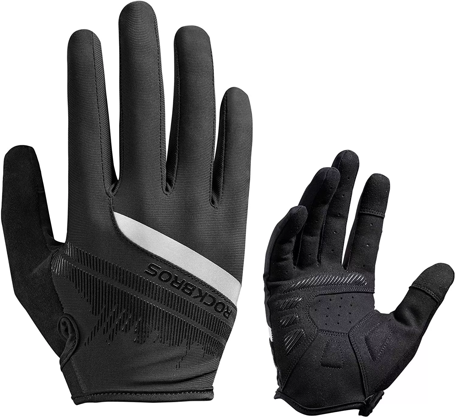 Rockbros- Bike Gloves Mens Cycling Gloves Touch Screen Anti-Slip MTB Road Biking Gloves Breathable Full Finger Bicycle Gloves for Outdoor Sports