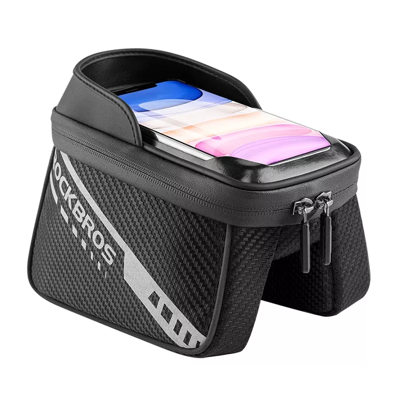 ROCKBROS Double Zipper Bike Front Frame Bag: Top Tube Handlebar Phone Holder